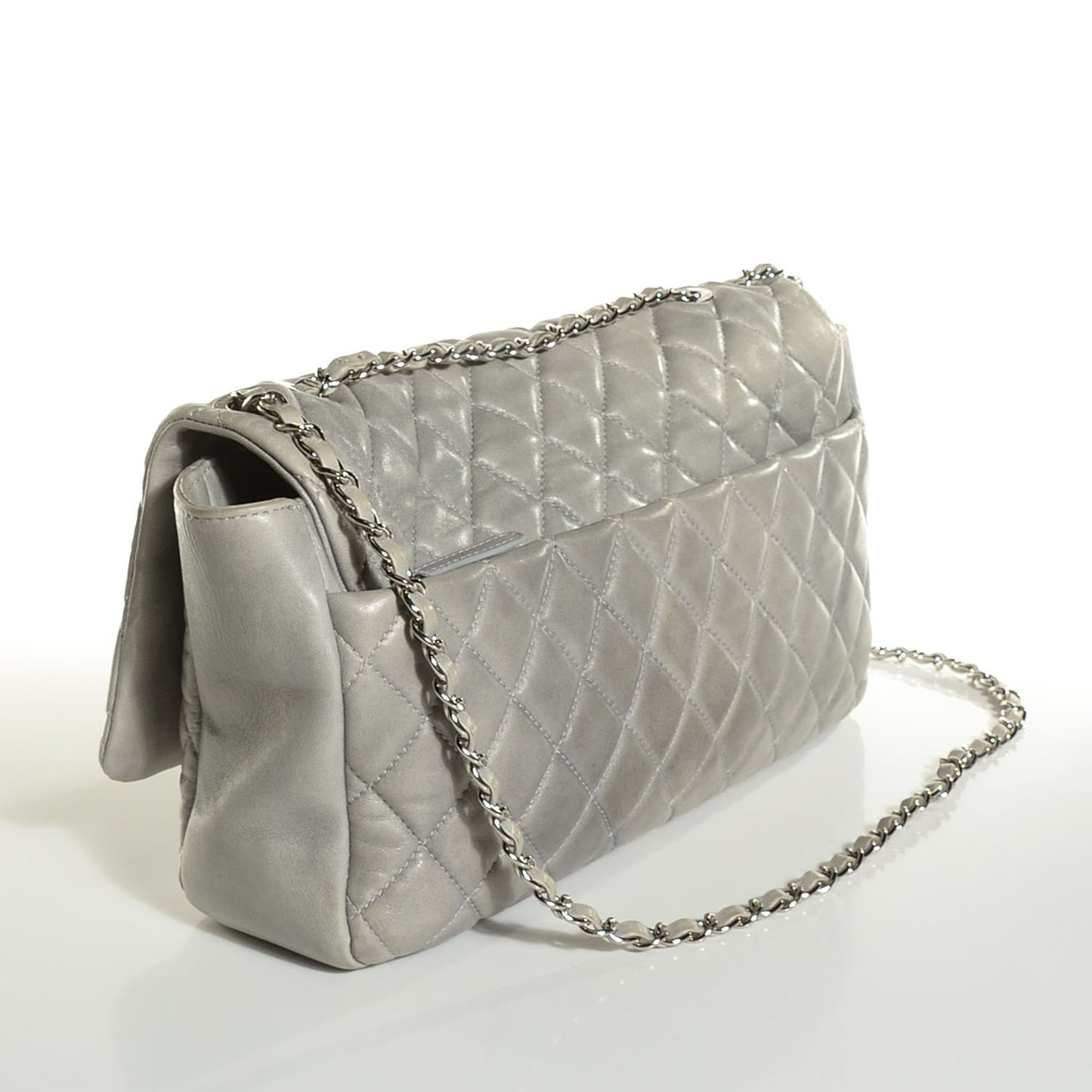 Lambskin Quilted Maxi Single Flap Light Blue