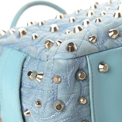 Versace Denim Barocco Quilted Studded Vanitas Demetra Blue 10 of 19