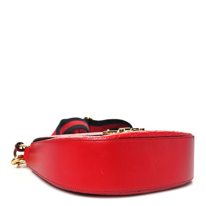 Gucci Guccissima Web Medium Padlock Messenger Shoulder Bag Hibiscus Red 4 of 10
