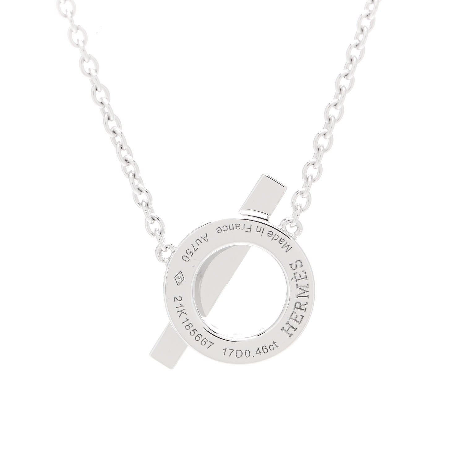 Hermes 18K White Gold Diamond Finesse Pendant Necklace 3 of 4