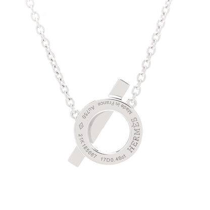 Hermes 18K White Gold Diamond Finesse Pendant Necklace 3 of 4