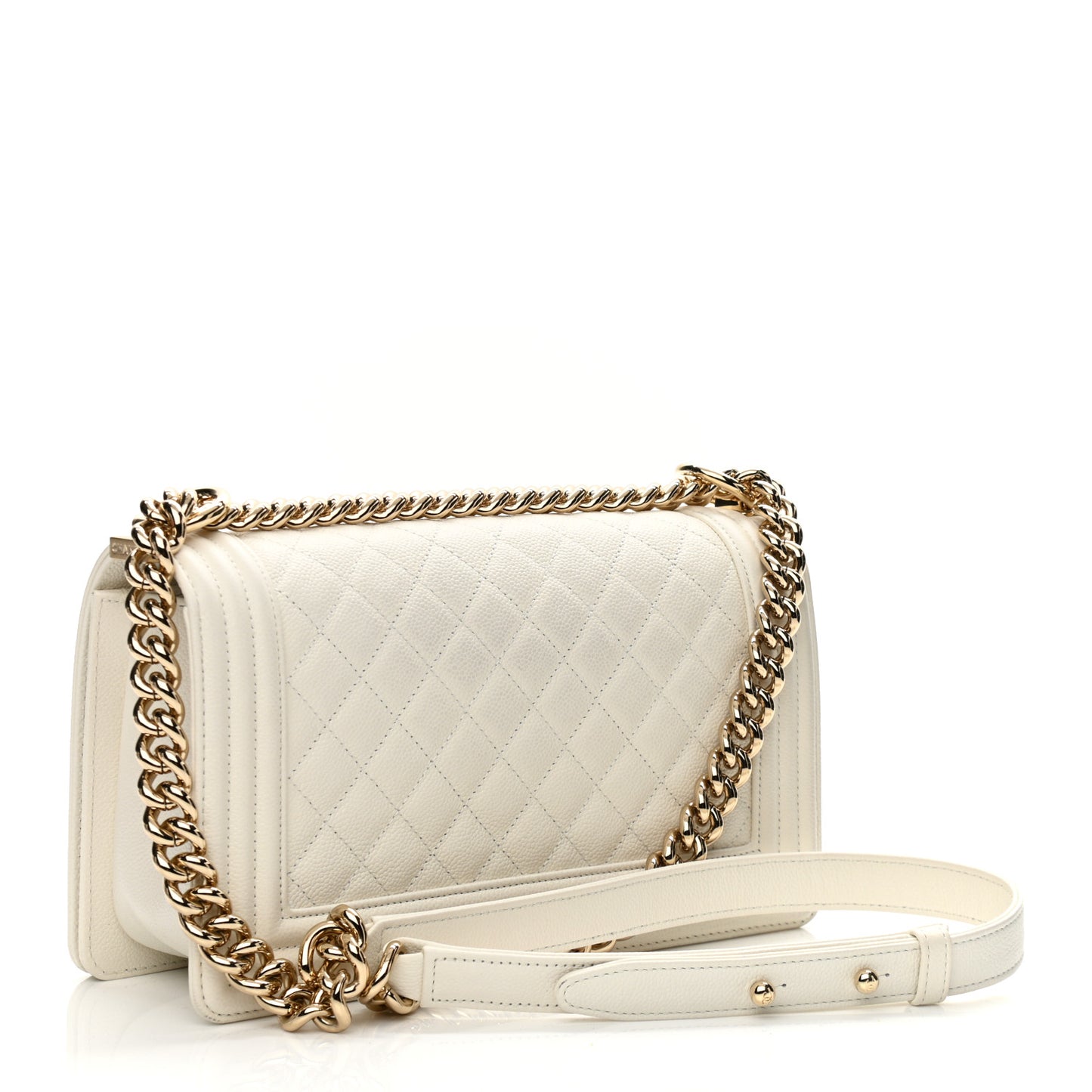 Caviar Quilted Medium Boy Flap White