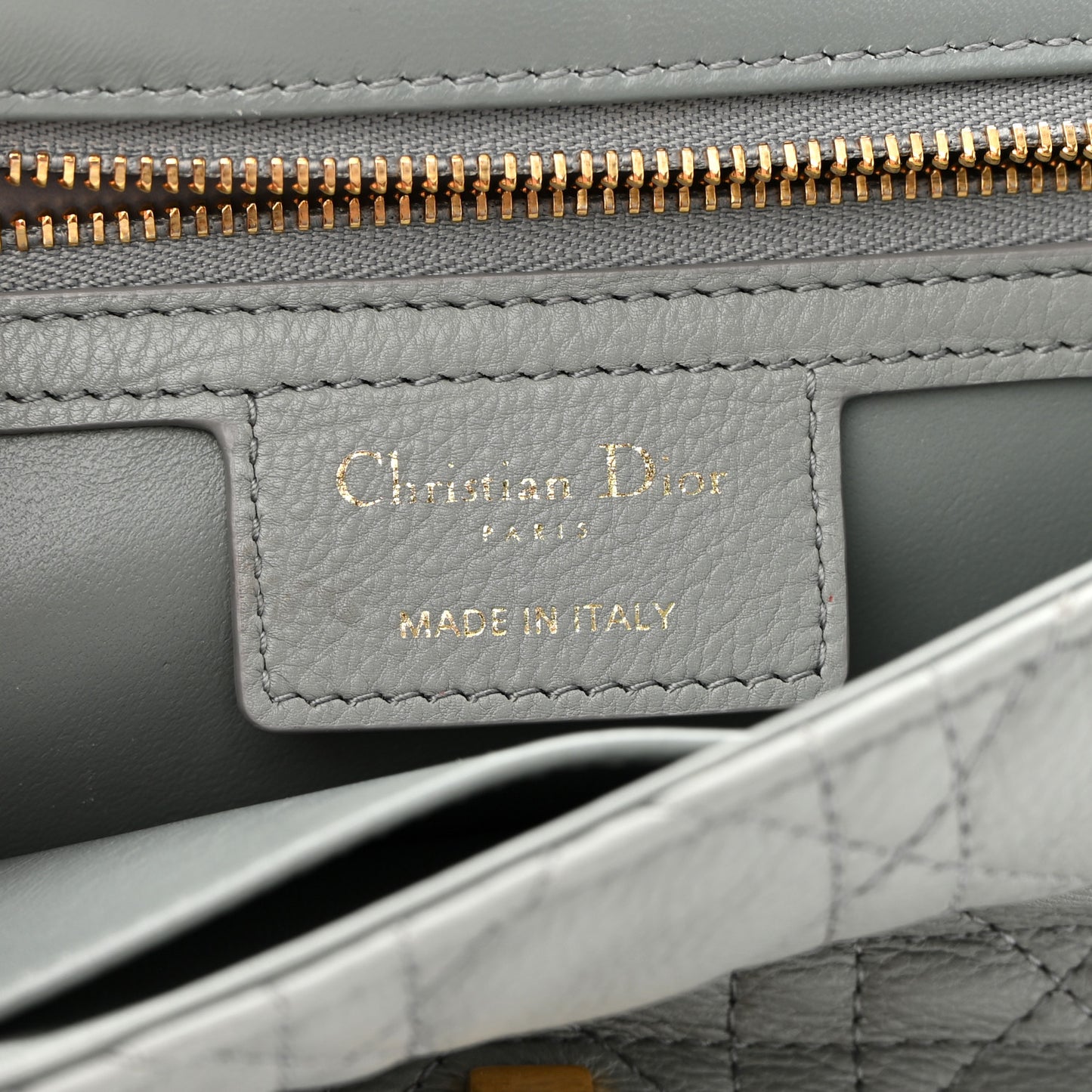 Calfskin Cannage Medium Caro Bag Grey