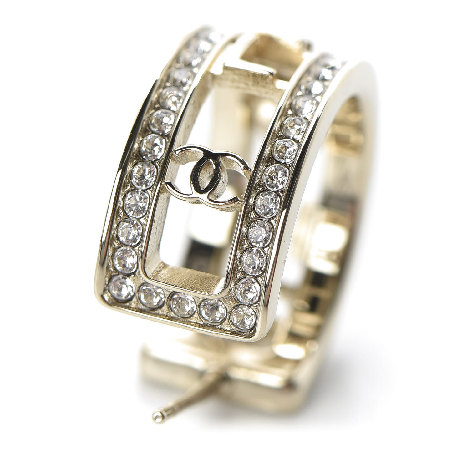 Metal Crystal Bow-tiful CC Hoop Earrings Gold