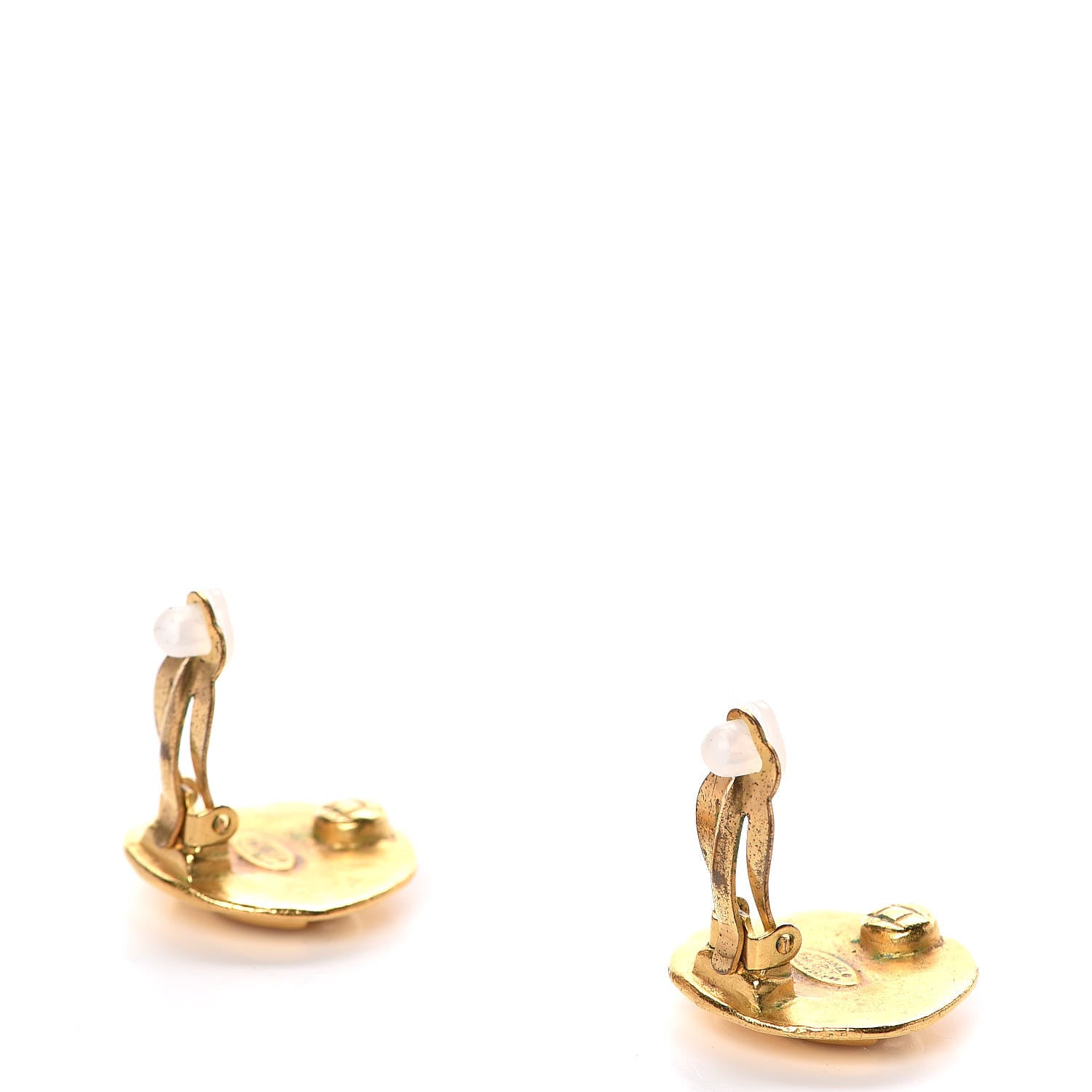Chanel CC Button Clip On Earrings Gold 2 of 4