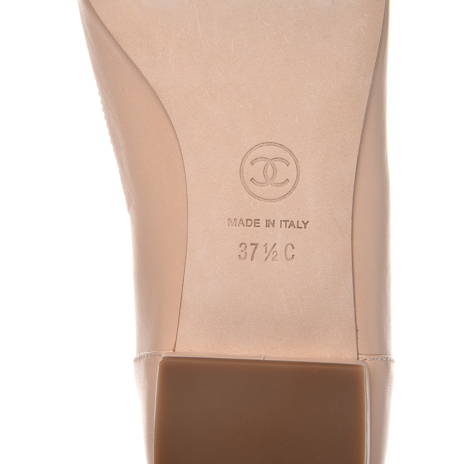 Chanel Lambskin CC Moccasin Loafers 37.5 Beige 8 of 10