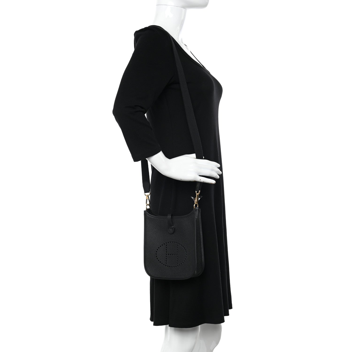 Hermes Taurillon Clemence Evelyne TPM Black 2 of 11