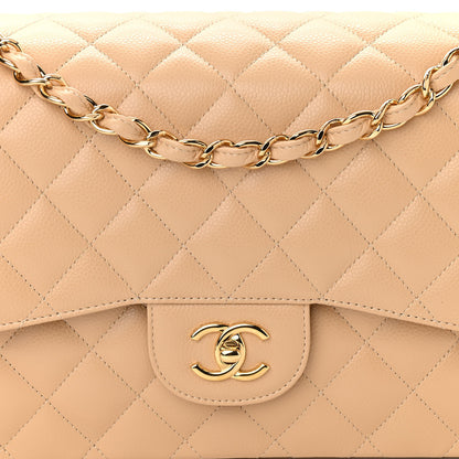 Chanel Caviar Quilted Jumbo Double Flap Beige 8 of 11