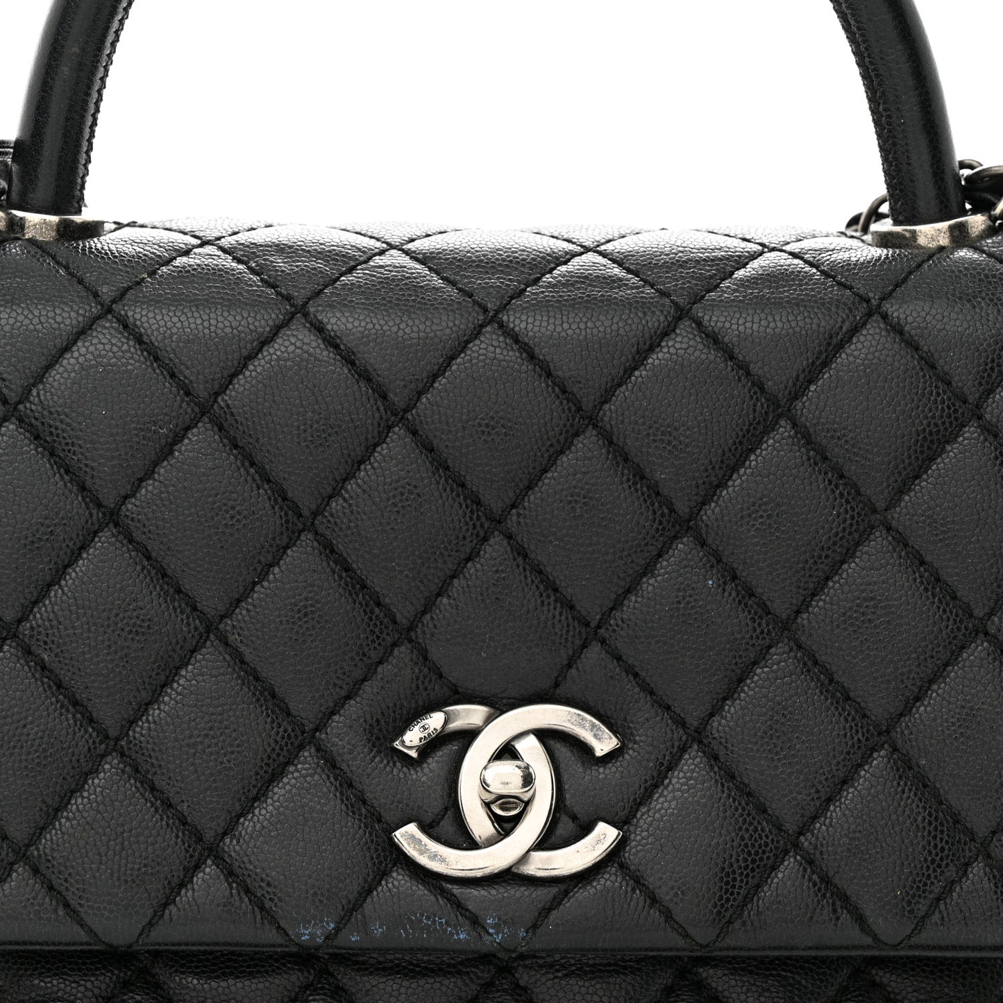 Caviar Quilted Small Coco Handle Flap Black