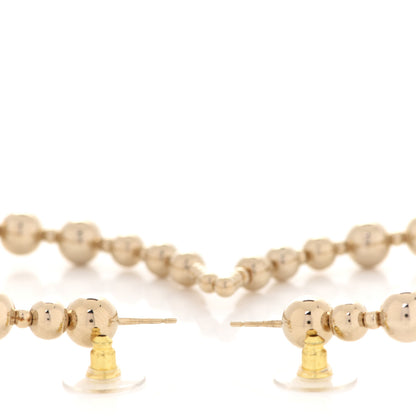 Chanel Metal Bead CC Hoop Earrings Gold 3 of 5