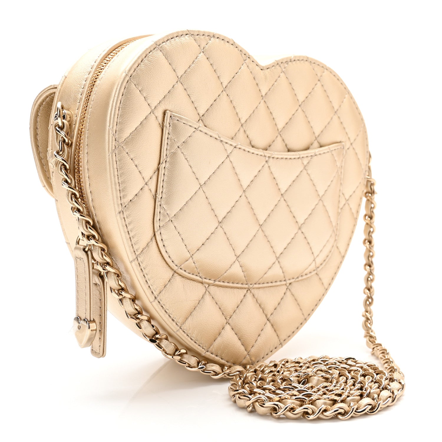 Chanel Metallic Lambskin Quilted CC In Love Heart Bag Gold 3 of 11
