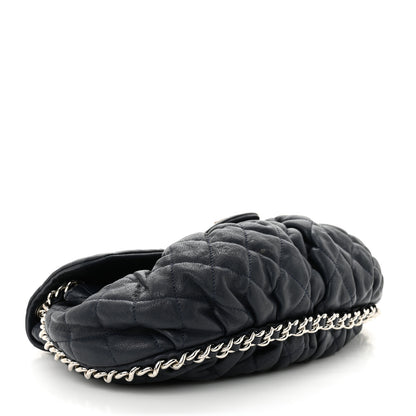 Chanel Washed Lambskin Quilted Medium Chain Around Messenger Navy Blue 4 of 13