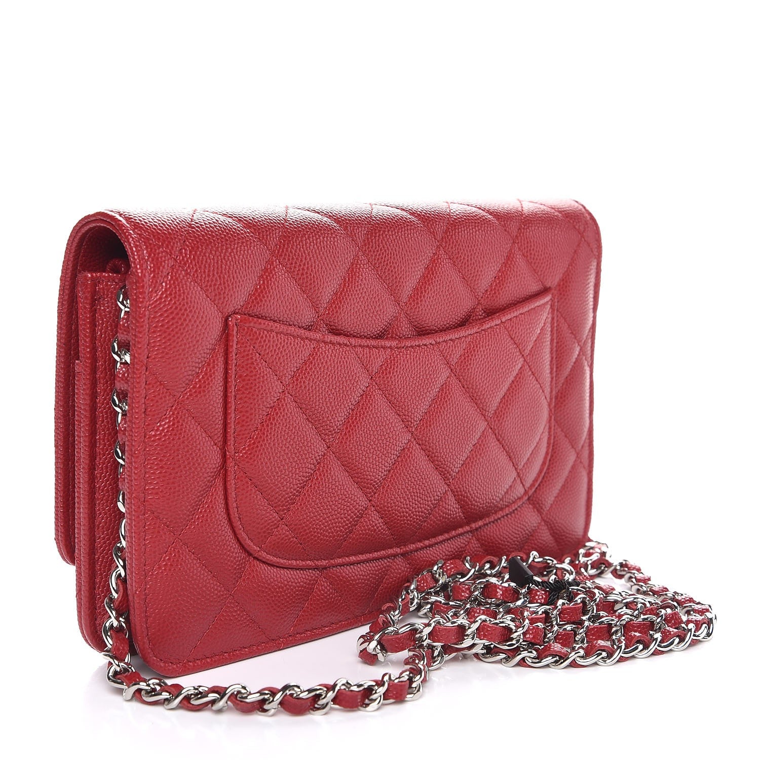 Chanel Caviar Quilted Wallet on Chain WOC Red 3 of 9