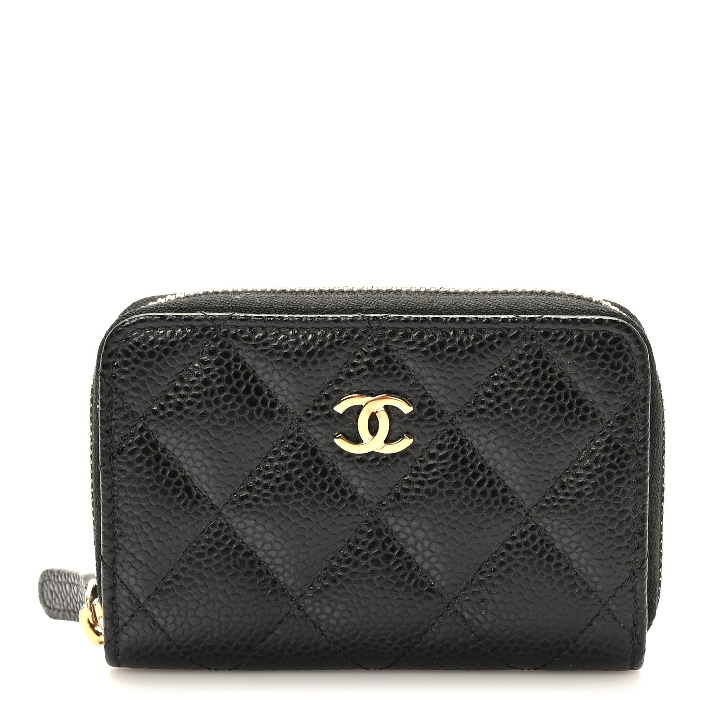 Caviar Quilted Classic Zipped Coin Purse Black