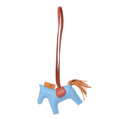 Hermes Milo Lambskin Grigri Rodeo Horse Bag Charm PM Celeste Naturel Bouton D'Or Cornaline 1 of 3