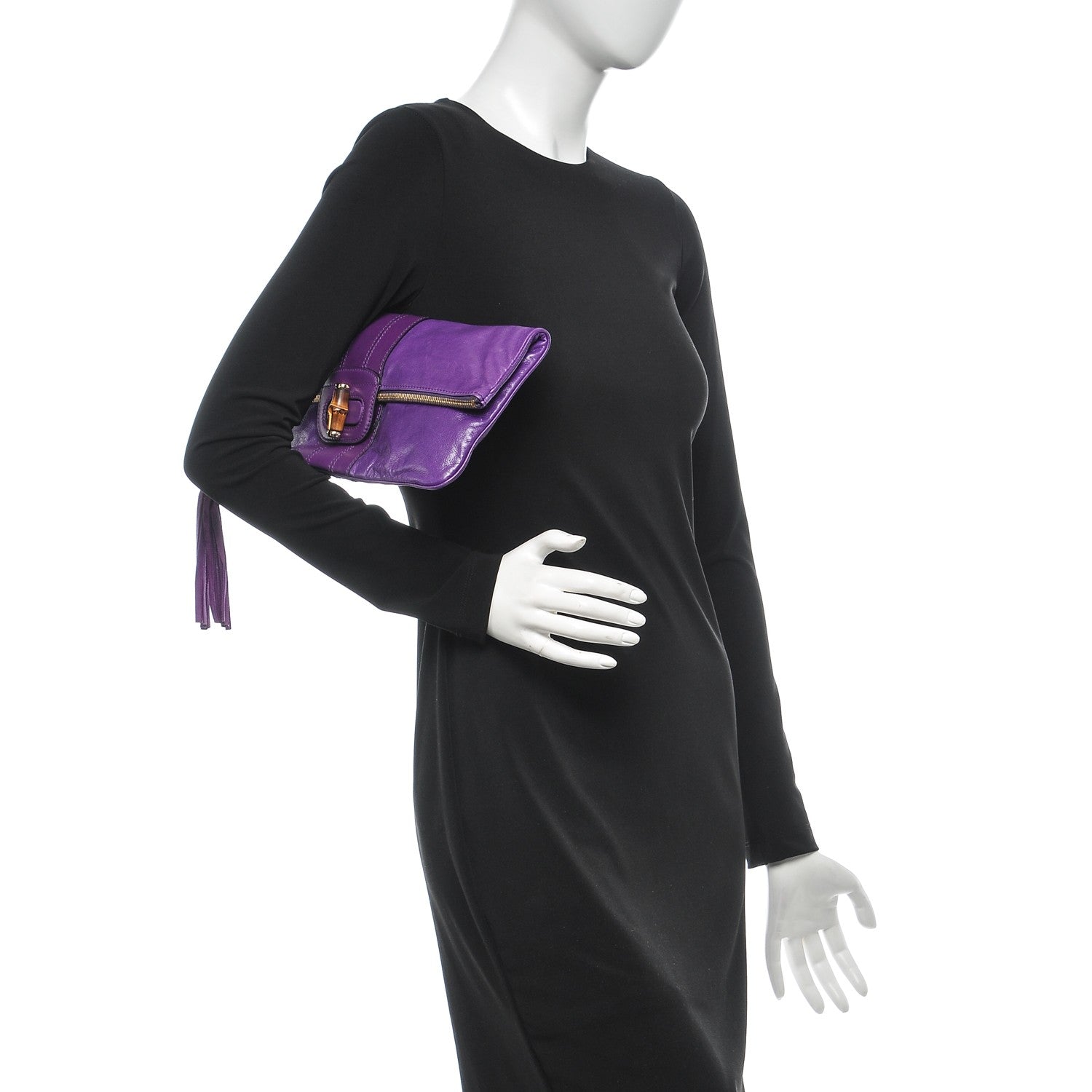 Gucci Calfskin Lucy Folded Clutch Purple 2 of 6