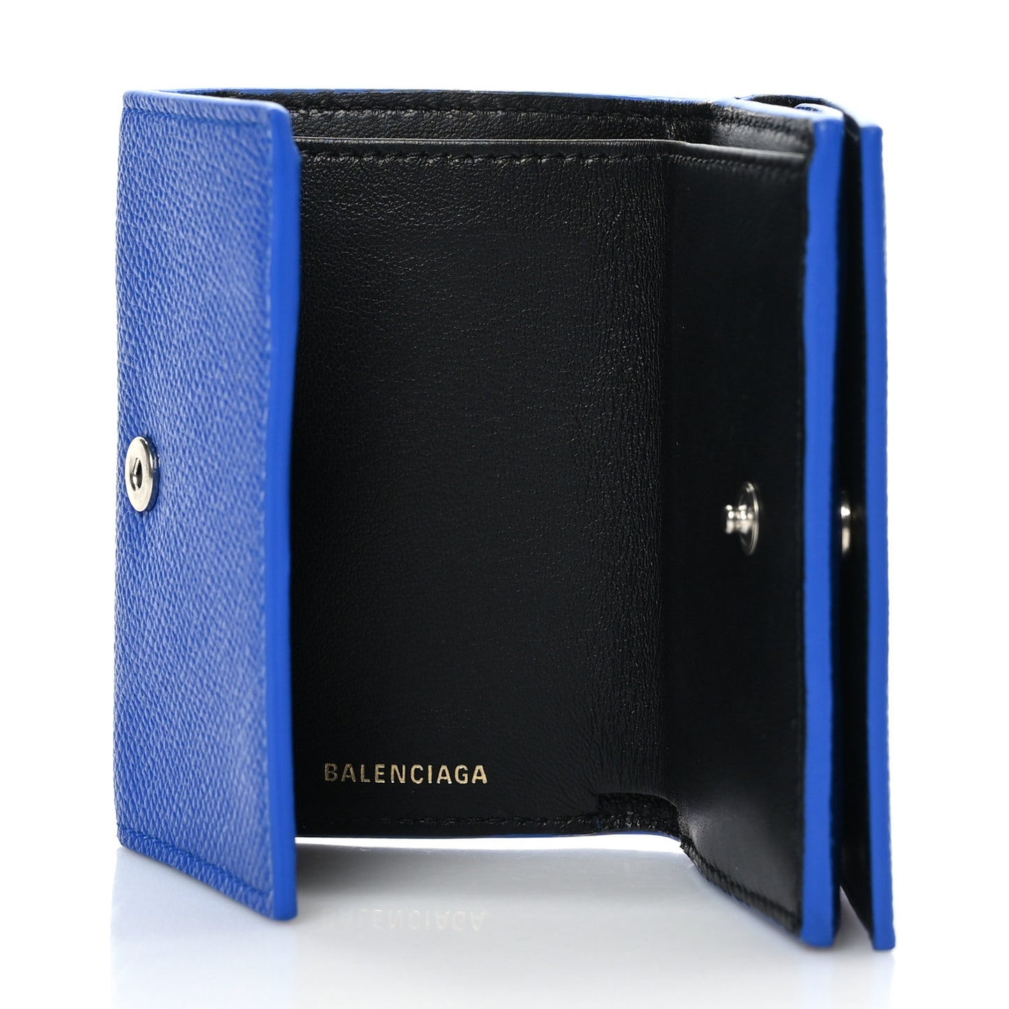 Signature Grained Calfskin Logo Mini Ville Wallet Blue