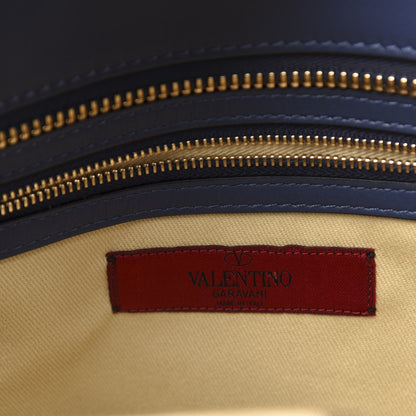 Valentino Garavani Vitello Rockstud Double Handle Tote Indigo 8 of 9