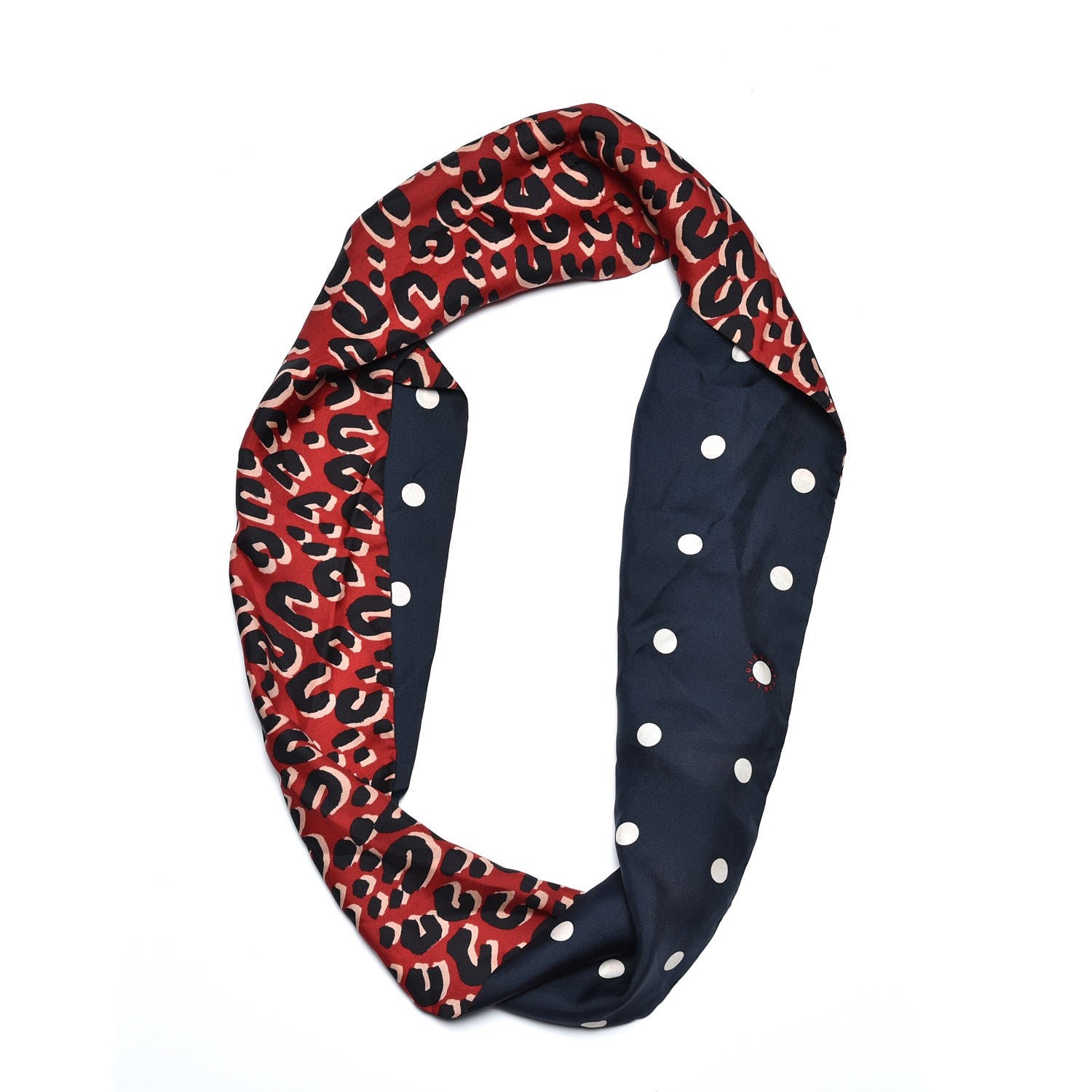 Louis Vuitton Silk Leopard Snood Scarf Red Rouge Blue Infini 3 of 5