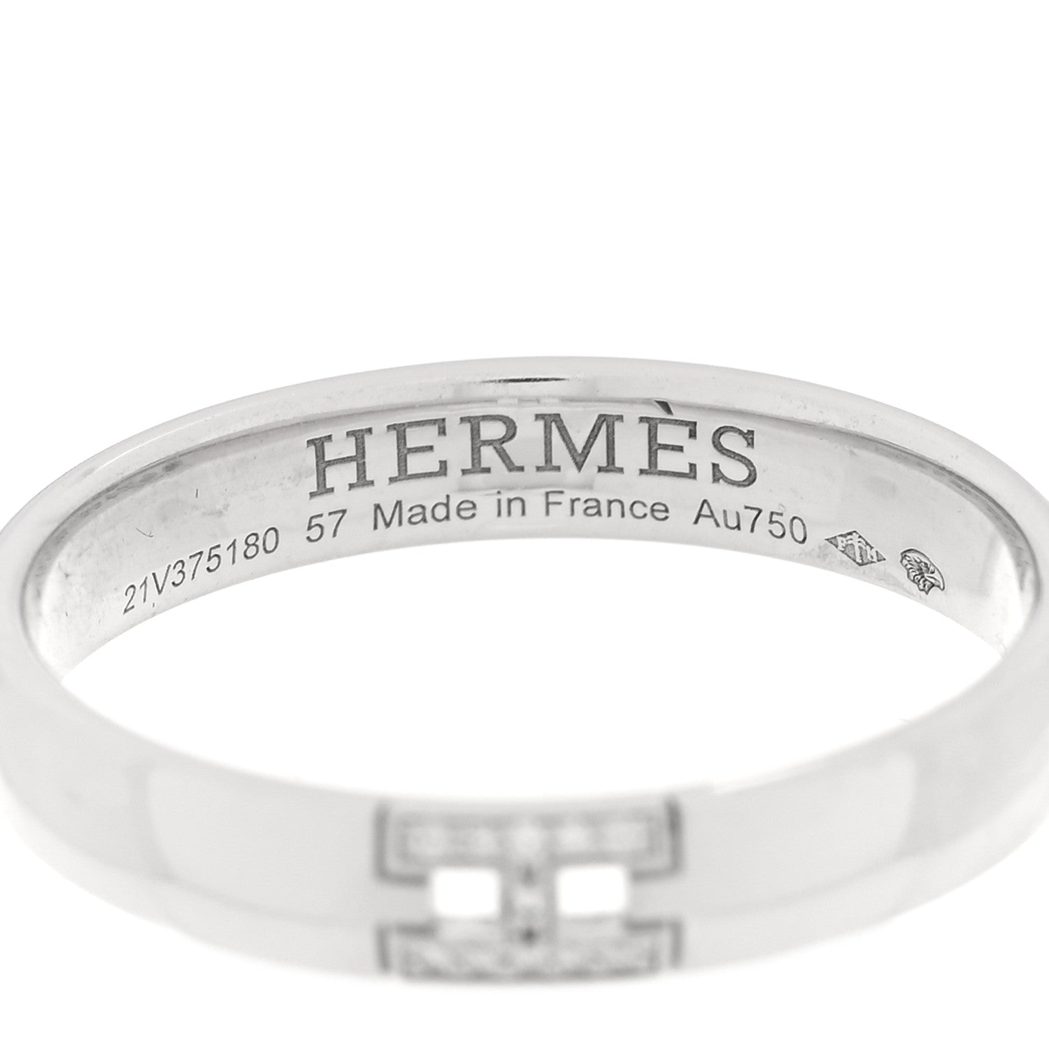 Hermes 18K White Gold Diamond Ever Herakles Wedding Band Ring 57 8 4 of 5