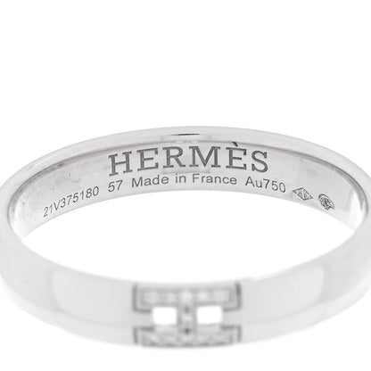 Hermes 18K White Gold Diamond Ever Herakles Wedding Band Ring 57 8 4 of 5