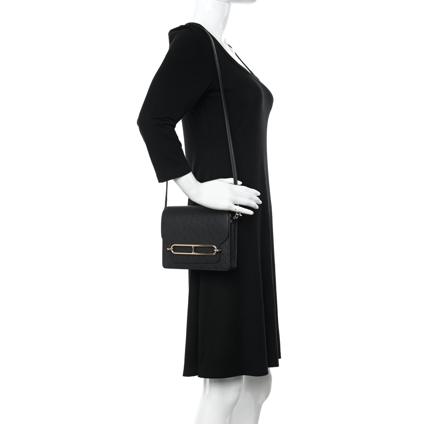 Ostrich Mini Sac Roulis Black