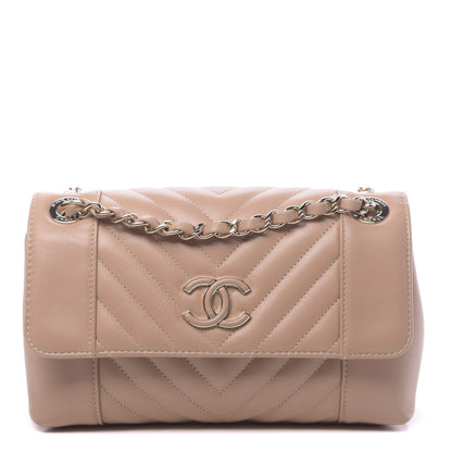 Chanel Calfskin Quilted Small Daily Chevron Flap Beige 1 of 10