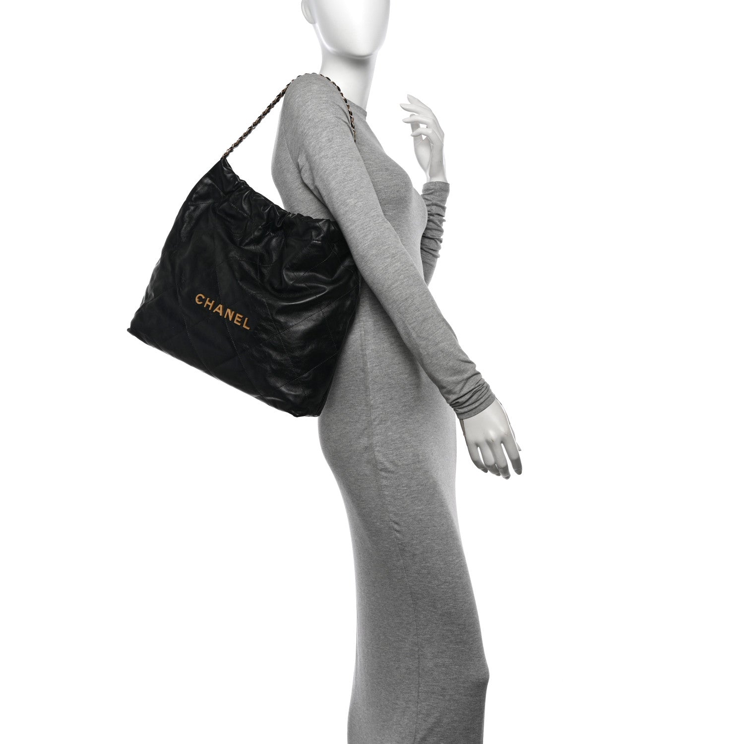 Chanel Shiny Calfskin Quilted Chanel 22 Black 2 of 11