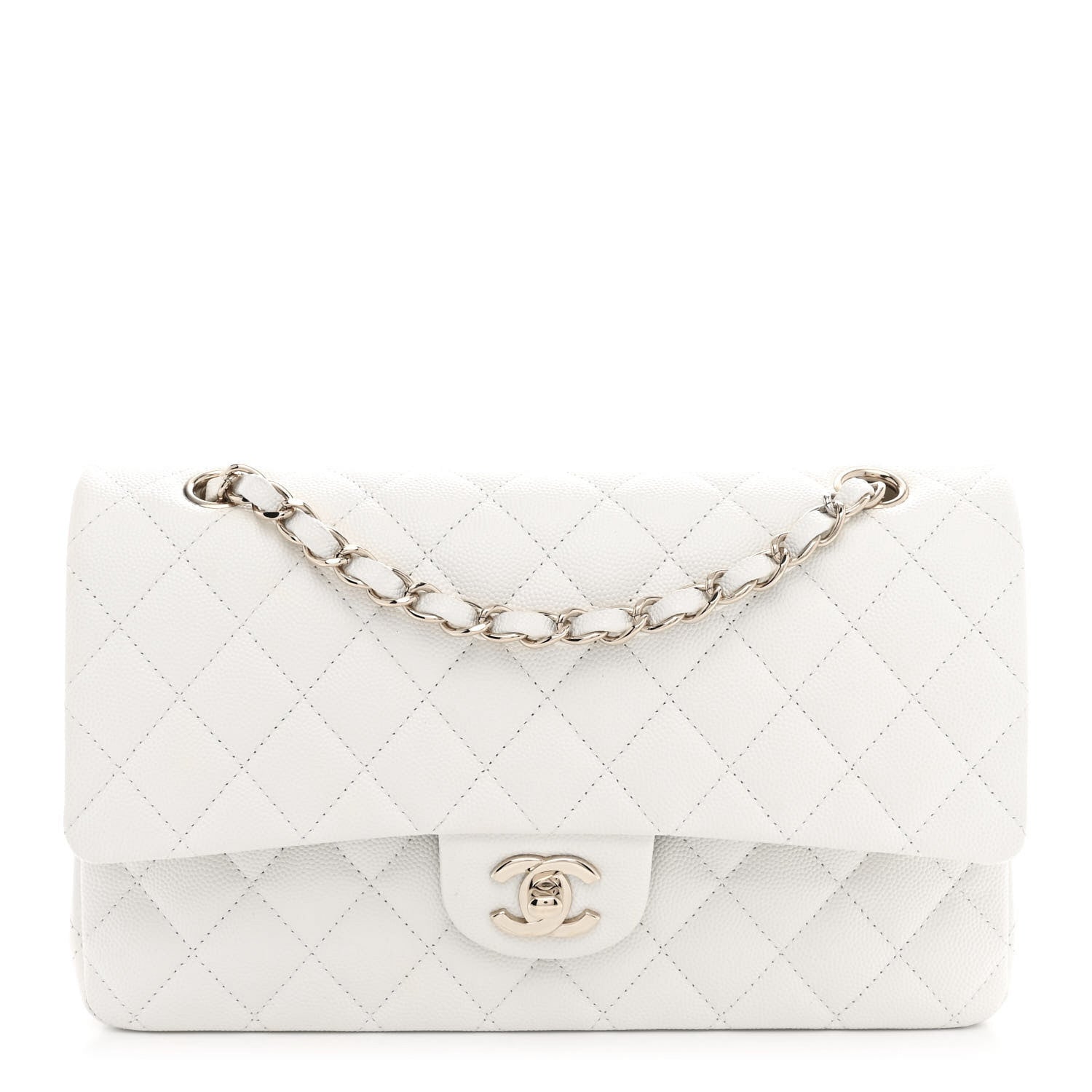 Chanel Caviar Quilted Medium Double Flap White 1 of 11