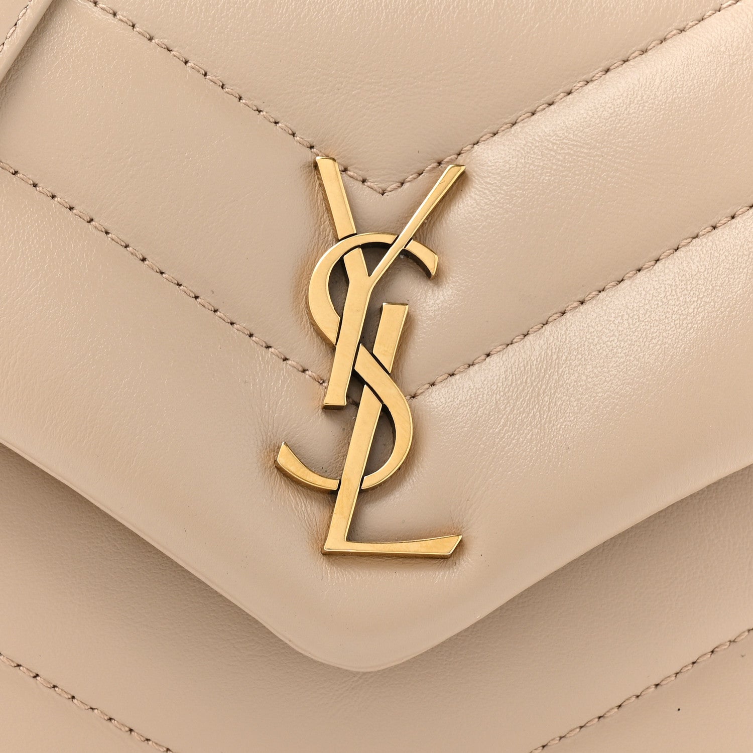 Saint Laurent Calfskin Y Quilted Monogram Toy Loulou Crossbody Bag Dark Beige 9 of 13