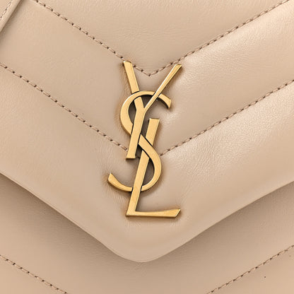 Saint Laurent Calfskin Y Quilted Monogram Toy Loulou Crossbody Bag Dark Beige 9 of 13
