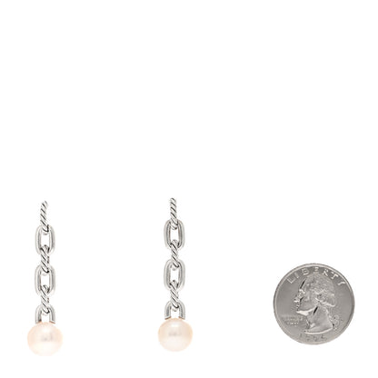 David Yurman Sterling Silver Pearl Madison Chain Drop Earrings 2 of 4