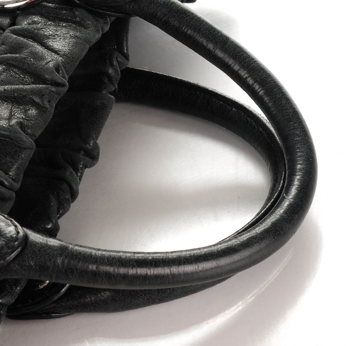 Vitello Lux Gathered Tote Nero Black