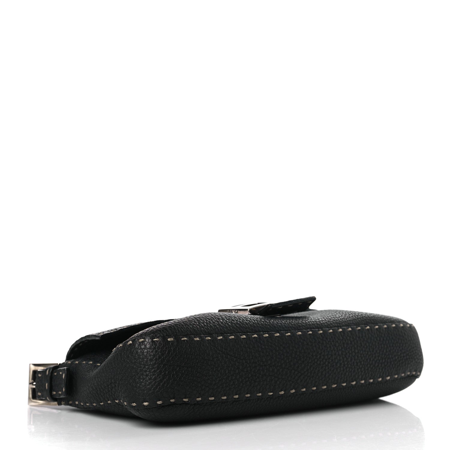 Fendi Calfskin Romano Selleria Baguette Black 4 of 9