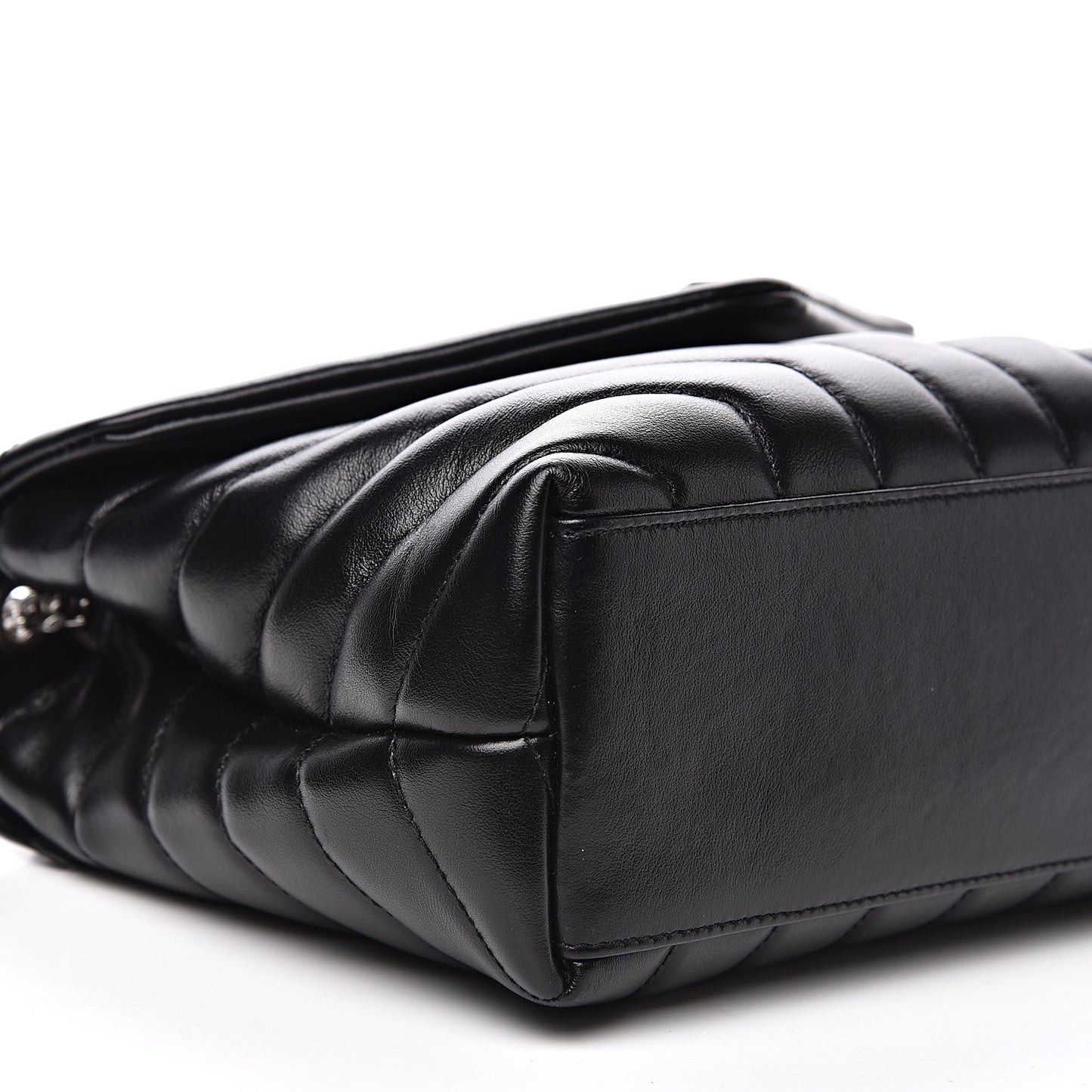 Calfskin Y Quilted Monogram Small Loulou Chain Satchel Black