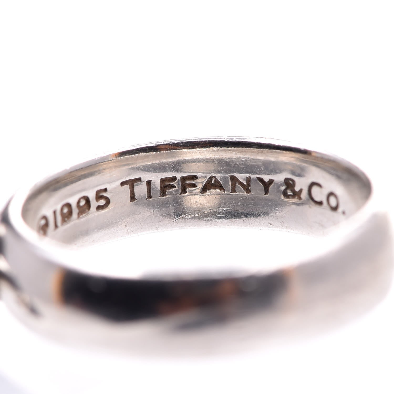 Tiffany Sterling Silver Onyx Fascination Ball Ring 56.5 7.75 4 of 5