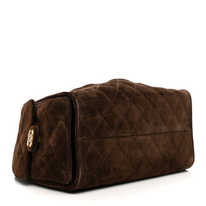 Chanel Suede Quilted Small Chanel 25 Handbag Dark Brown 4 of 10