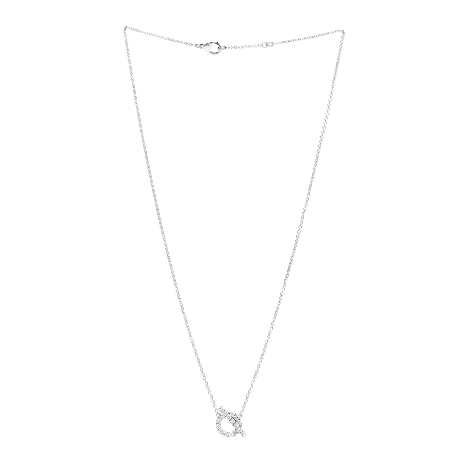 Hermes 18K White Gold Diamond Finesse Pendant Necklace 3 of 6