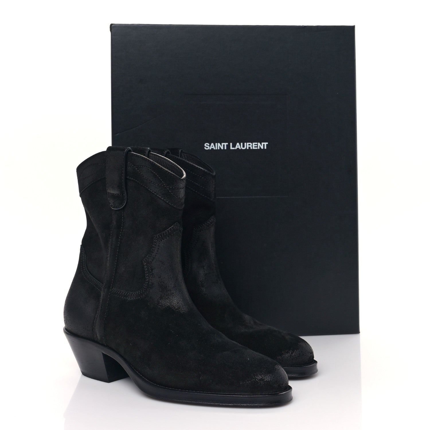 Saint Laurent Vitello Hallem Wax Mens Eastwood 45 Boots 44 Black 9 of 9