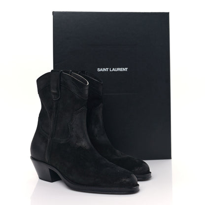 Saint Laurent Vitello Hallem Wax Mens Eastwood 45 Boots 44 Black 9 of 9