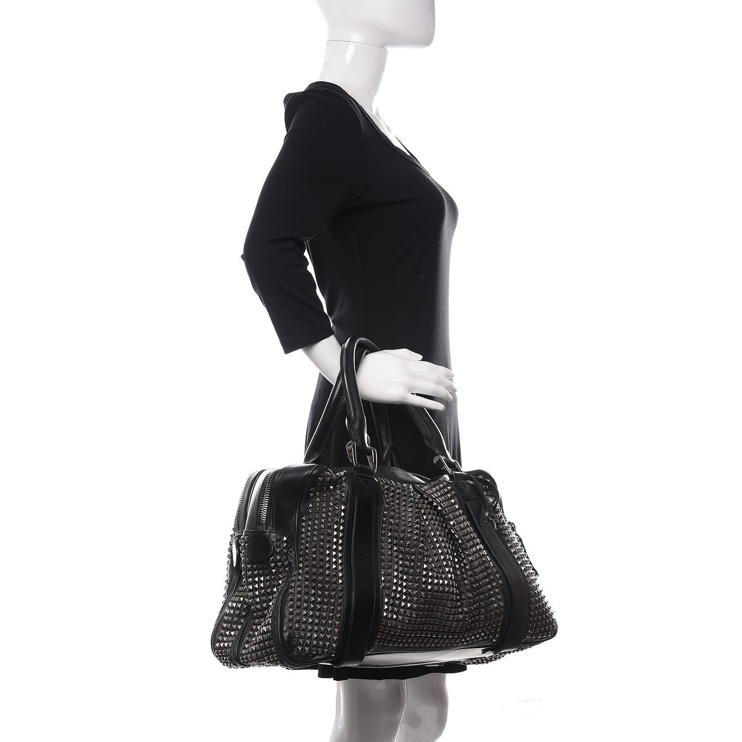 Burberry Prorsum Calfskin Studded Knight Satchel Black 2 of 14