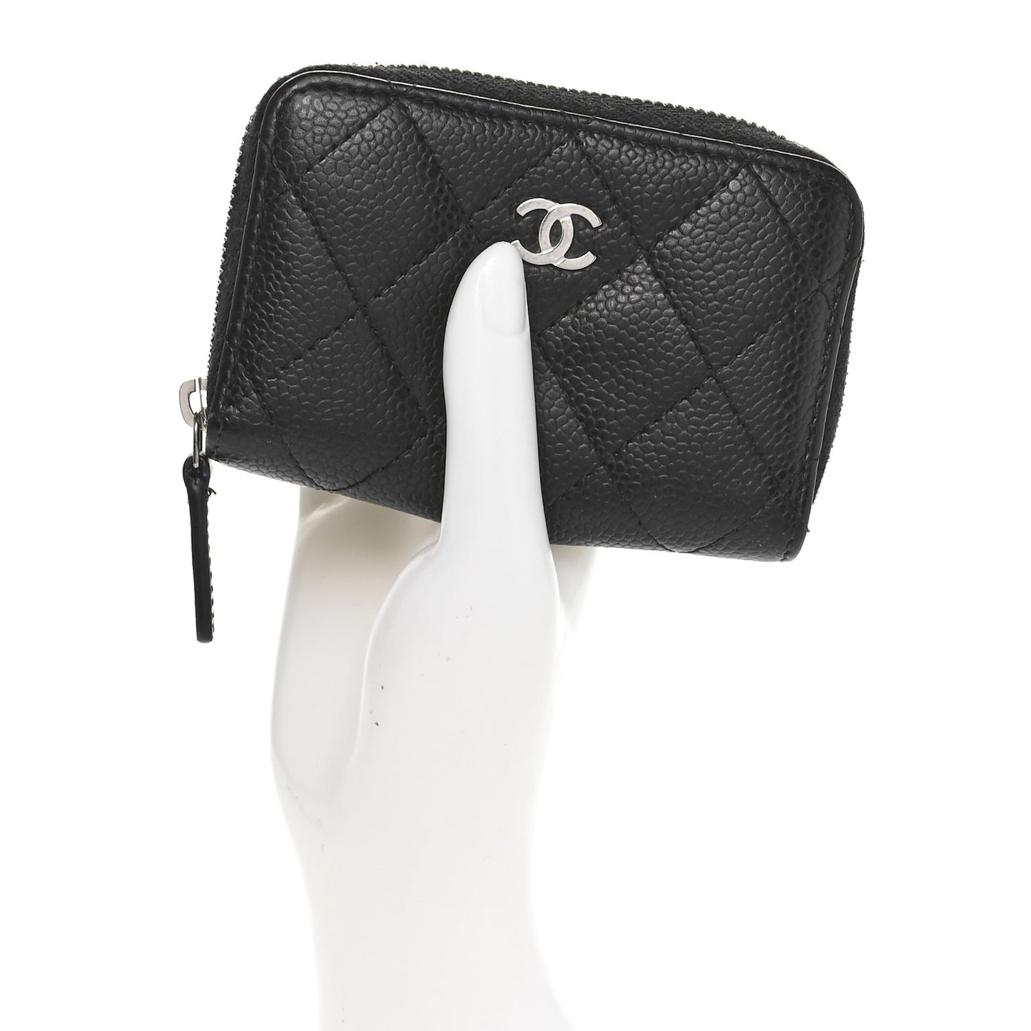 Caviar Quilted Zip Coin Purse Black