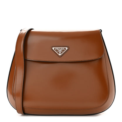 Prada Spazzolato Cleo Flap Adjustable Strap Shoulder Bag Tobacco 1 of 9