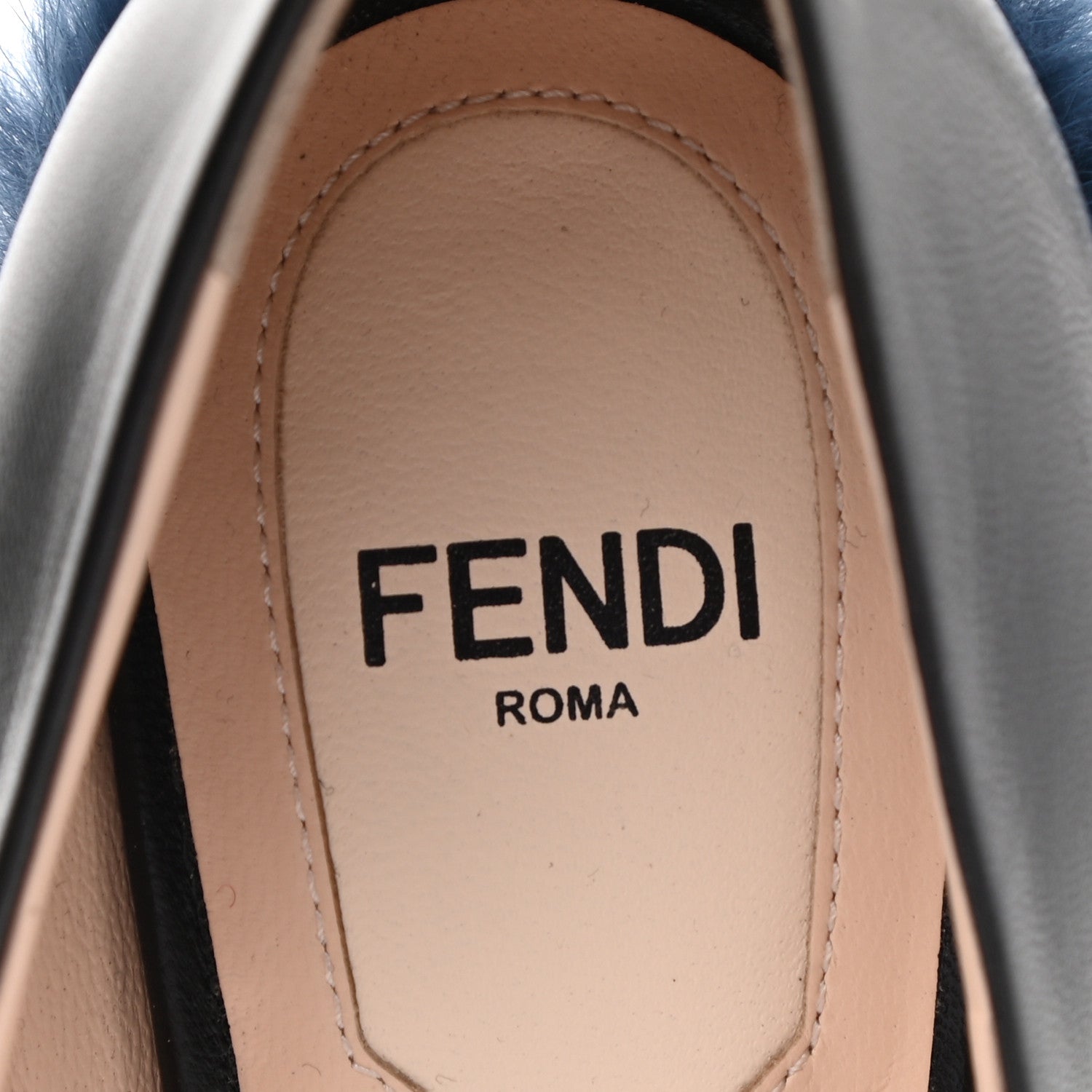 Fendi Calfskin Mink Fur Decollete Pumps 35 Black 7 of 8
