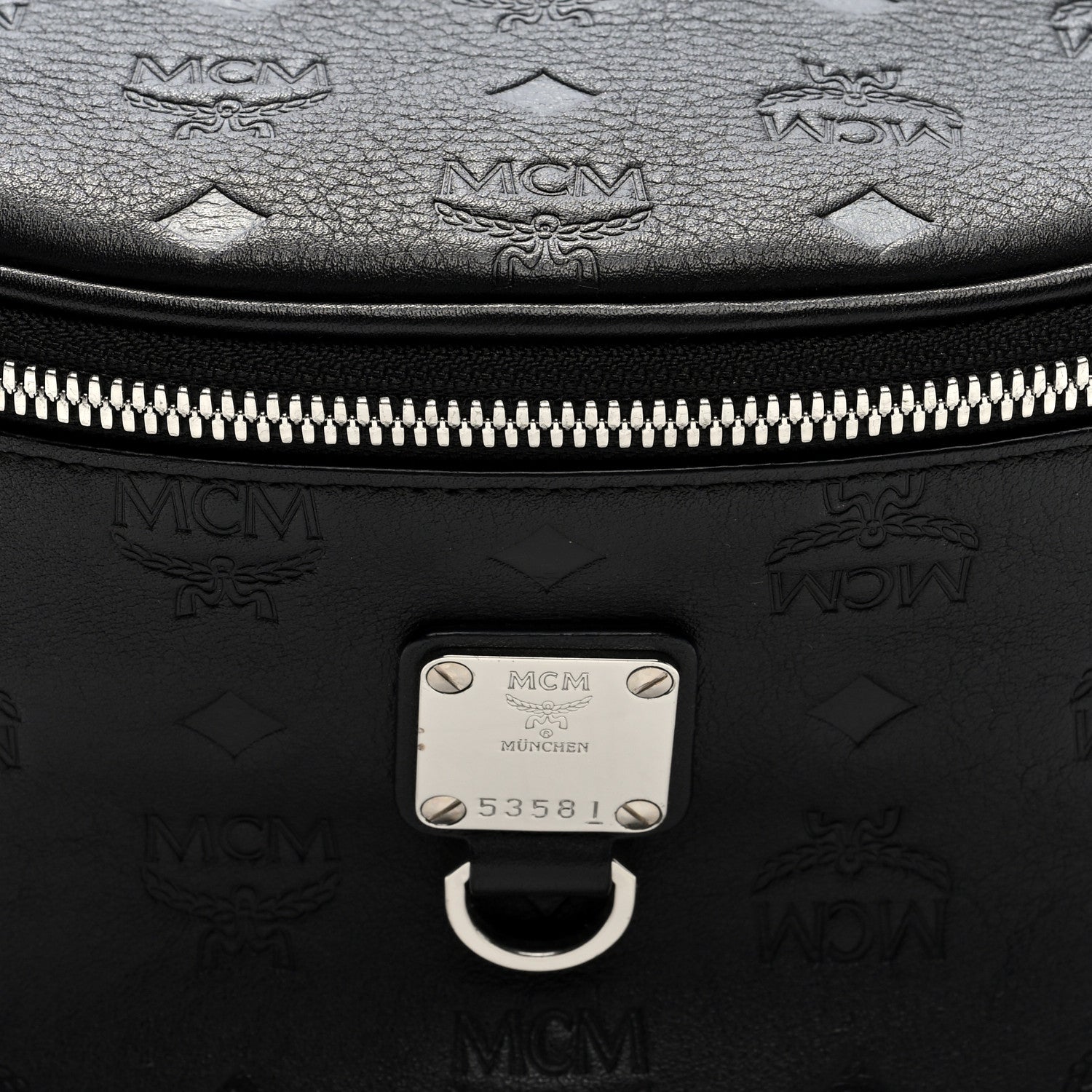 MCM Calfskin Ottomar Monogram Belt Bag Black 7 of 9