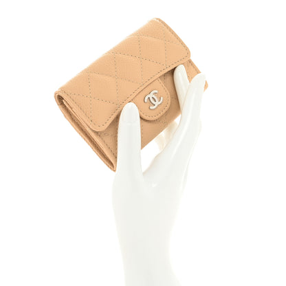 Chanel Caviar Quilted Flap Card Holder Wallet Beige 2 of 9