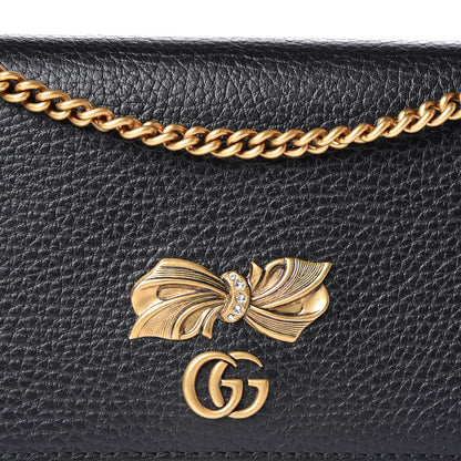 Gucci Calfskin GG Marmont Bow Chain Wallet Black 9 of 10