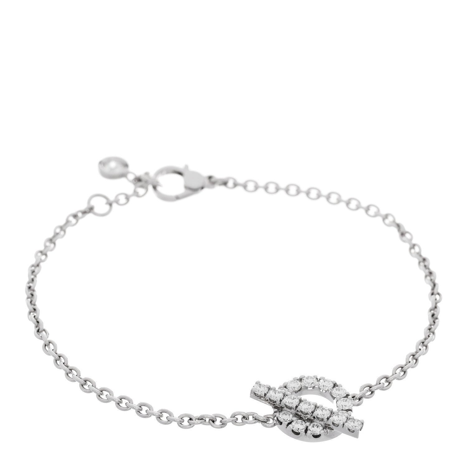Hermes 18K White Gold Diamond Finesse Bracelet SH 1 of 3