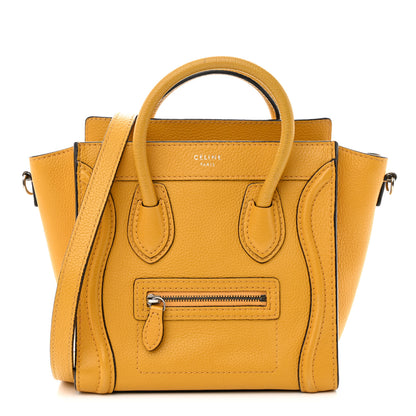 Celine Drummed Calfskin Nano Luggage Ocre 1 of 12
