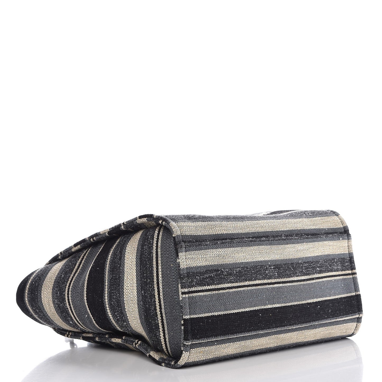 Striped Canvas Large Deauville Tote Dark Grey